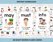 68 Sight Words Flash Cards: Preschool Reading (Digital Download)