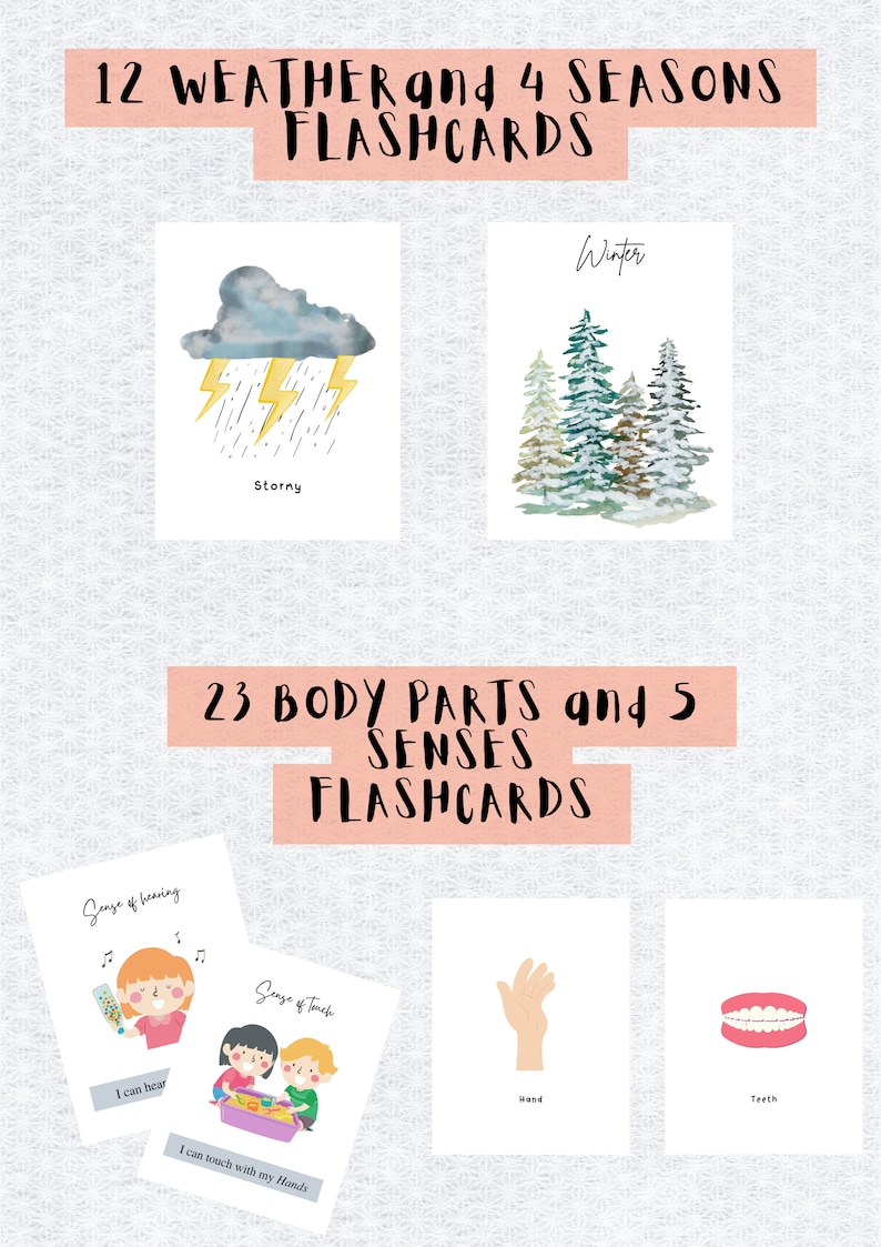 300 Printable Educational Flashcards for Toddler Preschool Etsy UK