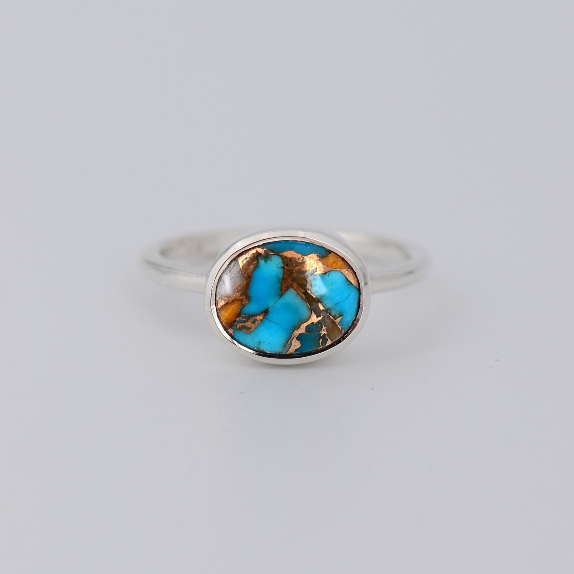 Copper Reflections Colorful Geometric Adjustable Rings for Women in Native American Design Ring Jewelry Turquoise 