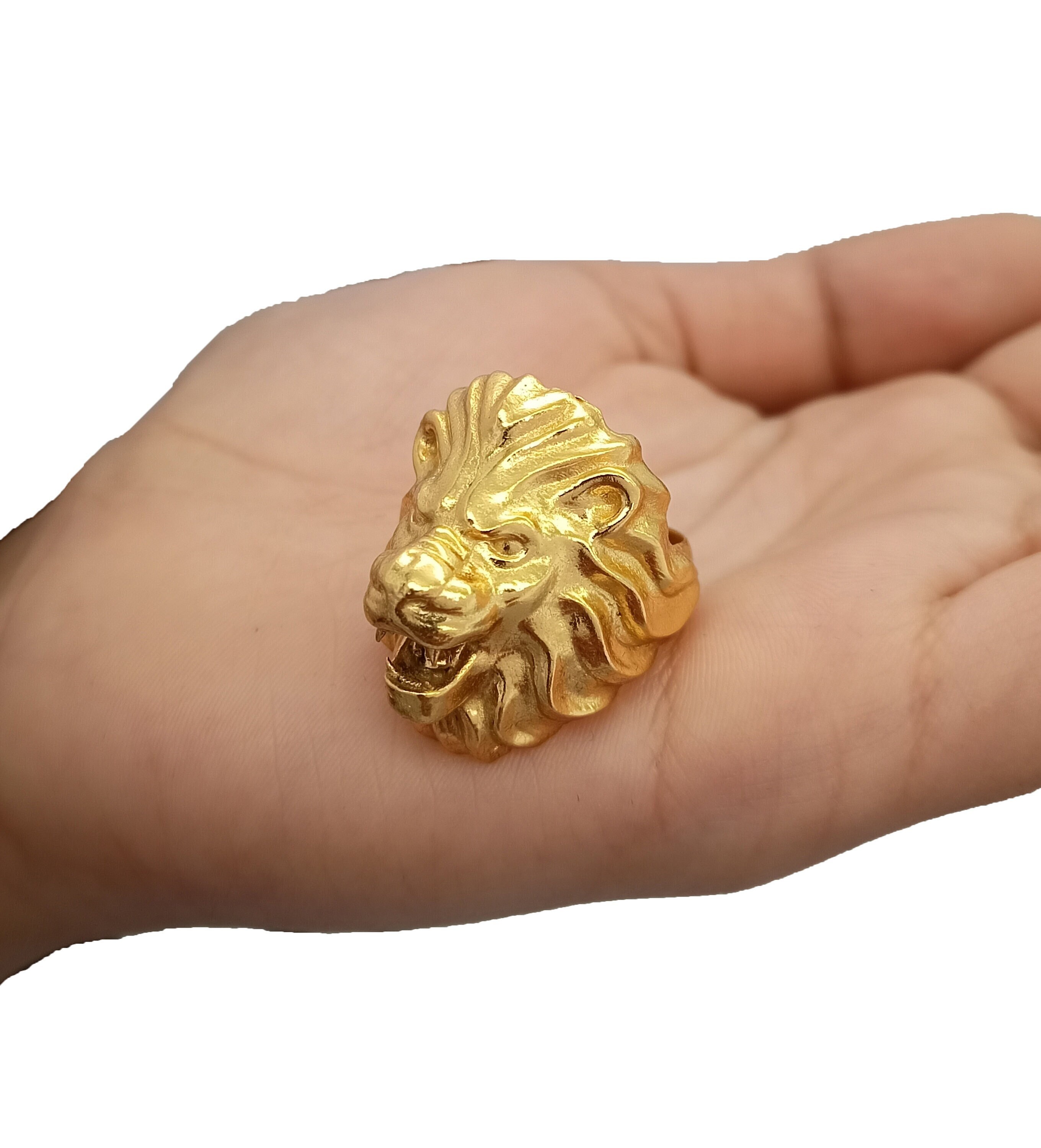 Bague En Or Tete De Lion Bague homme tête de lion bagues en or 18 carats bague lion - Etsy Canada