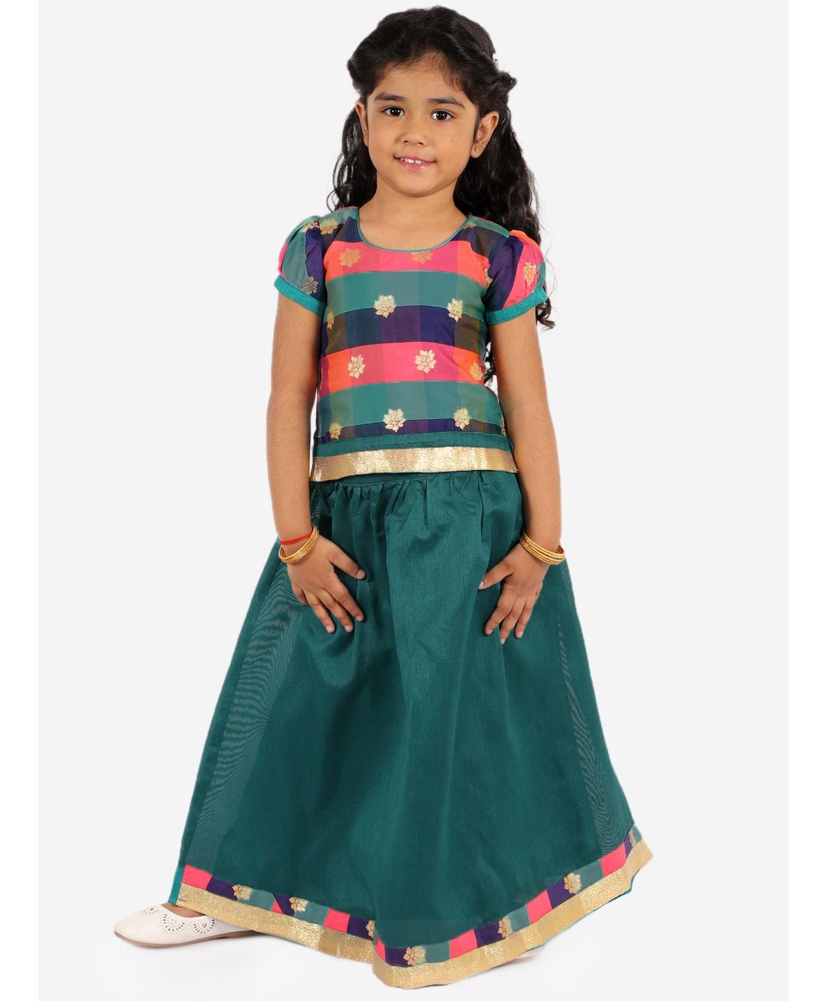 Baby Kids Green Short Sleeves Jacquard Pavda Pattu Ethnic | Etsy