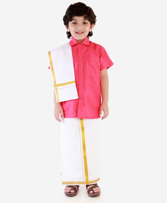My First Onam Mommas Little Boy/ Baby Boys Indian Traditional Shirt Mundu/ Onam Dress Kerala