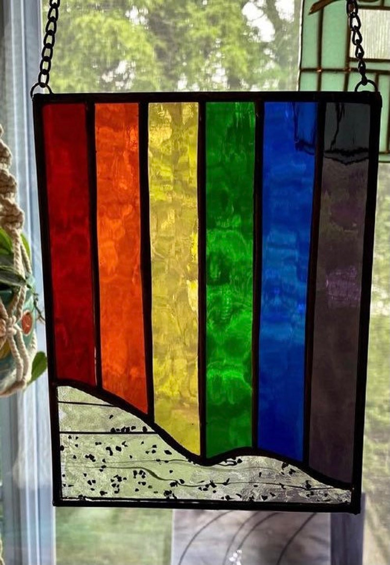 Stained Glass Rainbow Window Panel Etsy