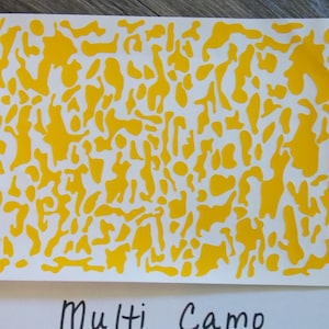 Szablon Muli Cam Cam Camouflage z winylu odpornego na wysoką temperaturę, 12" x 8", Avery® SF 100-235-S, żółty winyl odporny na wysoką temperaturę, do Cerakote DuraCoat itp.