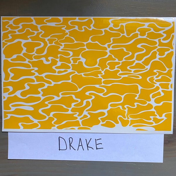 Drake Cam Camouflage High Heat Vinyl Stencil 12" x 8" Avery® SF 100-235-S High Bake Yellow Vinyl for Cerakote DuraCoat  ect.