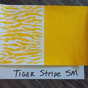 Tiger Stripe ( SMALL ) High Heat Vinyl Stencil 12&quot; x 8&quot; Avery® SF 100-235-S High Bake Yellow Vinyl for Cerakote DuraCoat ect.