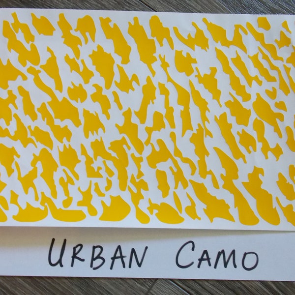 Urban Camouflage Style High Heat Vinyl Stencil 12" x 8" Avery SF 100-235-S High Bake Yellow Vinyl for Cerakote DuraCoat