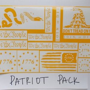 Patriot Pack  High Heat Vinyl Stencil 12&quot; x 8&quot; Avery® SF 100-235-S High Bake Yellow Vinyl for Cerakote DuraCoat ect.