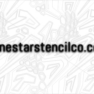 May include: Black and white line art design featuring a geometric pattern with a honeycomb design. The design includes the text "lonestarstencilco.com".