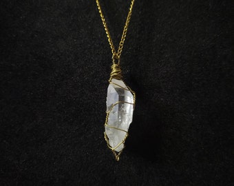 Clear Quartz Pendant Necklace (18") | Handmade Wire-Wrapped Crystal Pendant Necklace | Unique Jewelry