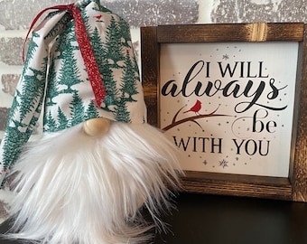 Christmas Red Cardinal Gnome and Sign Set