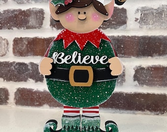 12" Standing Christmas Elf: Holiday Decor Santa
