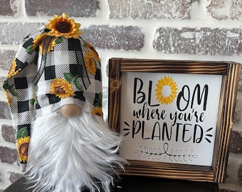 Bloom Where You Are Planted Gnome and Sign Set
