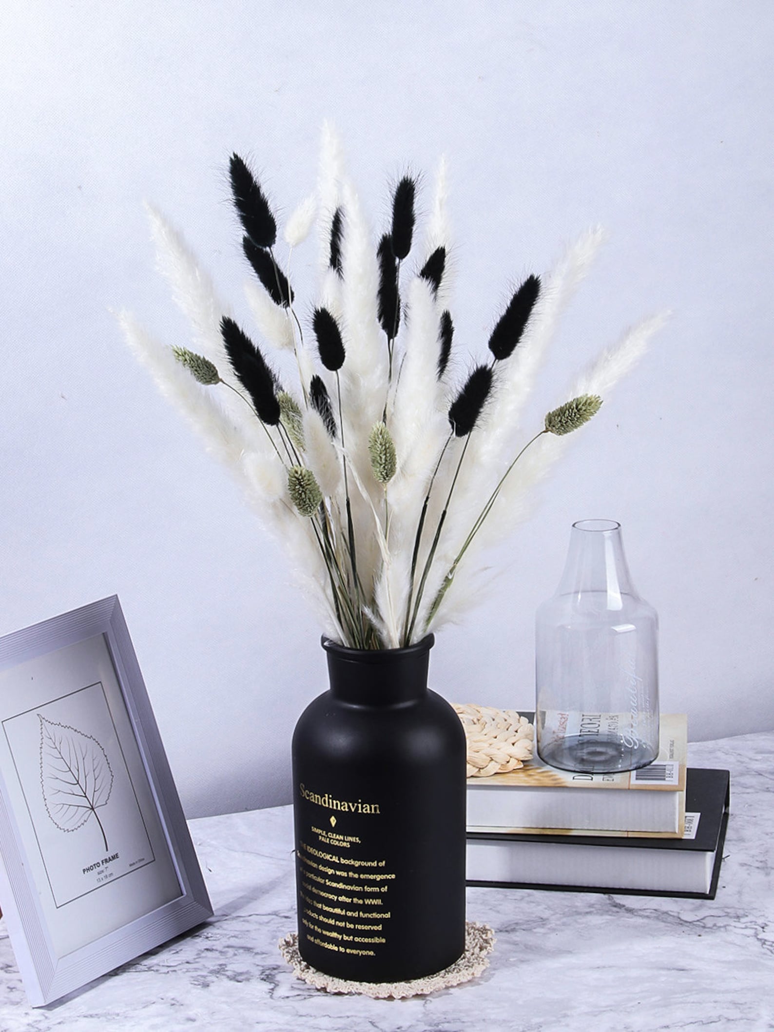 Natural Dried Pampas Grass Decor 48 Stems18 inch Black White Etsy