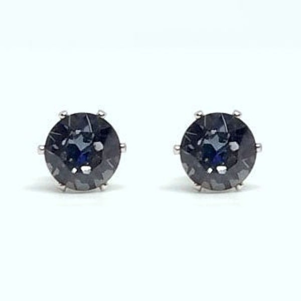 Black Diamond Earrings Stud 14K Gold Rose Gold Rhodium Silver SWAROVSKI 6mm Marvelous Black Crystal Earrings Studs Non-Tarnish Men Women