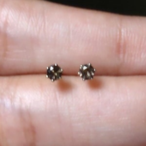 NATURAL Smoky Quartz Stud Earrings 14K Gold Rose Gold White Gold Silver Rich Brown Minimalist Gemstone Studs Men Women 3mm Non-Tarnish