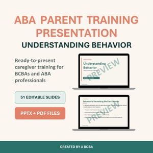 ABA Parent Training Presentation | Understanding Behavior | 51 Editable Slides | BCBA Caregiver Training Resource