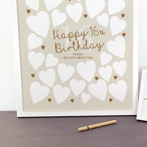 16.Geburtstagskarte Alternative, 16 Dinge, die wir an Ihnen lieben, Geschenk zum 16.Geburtstag für Mädchen, beiges natürliches Boho Party Zeichen Sweet Sixteen