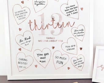 13 Things We Love About You, Rose Gold Party Decor, Printable Sign, 13th Birthday Decorations Girls, Teenager Party