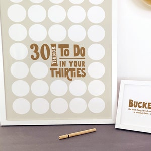 Bucket List 30th, 30 Things To Do In Your Thirties Printable Beige Template Fill In Birthday Sign, Fun Guestbook Alternative 30 Things by 30