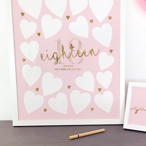 18th Birthday Guest Book Sign: Pink & Gold Memory Keepsake (Digital Download)