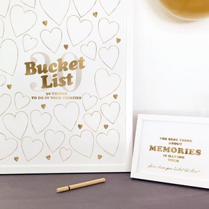 30th Birthday Bucket List Ideas Poster Keepsake, 30 Things To Do In Your Thirties Printable Gold Guests Write On by 40 Birthday Guestbook