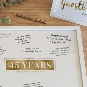 45th Birthday Guest Book Alternative, Printable 45 Years Signature Board Well Wishes Treasured Memories of You, Memories Sign In DIY Print