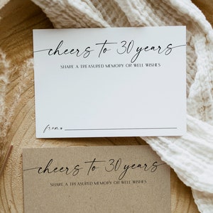 30th Birthday Wishes Cards on a wood tray for guests to write their birthday messages and memories for the 30 year old