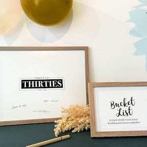 30th Bucket List 2025, 30 Things To Do In Your Thirties, Printable Birthday Signature Board, 30s Party Fun Humor Game Sign Thirty Things