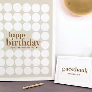 Erwachsene Geburtstag Willkommen Zeichen alles Gute zum Geburtstag, Gäste zu schreiben in Kreise Gründe, warum wir dich lieben, jedes Alter Beige Neutral Dekor Instant Download