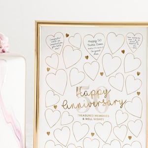 50. Hochzeitstag Gast Sign In Poster, druckbare geschätzte Erinnerungen und gute Wünsche Nachricht Poster für Ehepaar 50 Jahre geliebt