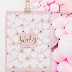 Regalo de 40 cumpleaños para ella: 40 cosas que amamos de ti, decoración de fiesta en oro rosa: Cuarenta años de recuerdos, tablero de firmas imprimible. Iniciar sesión.
