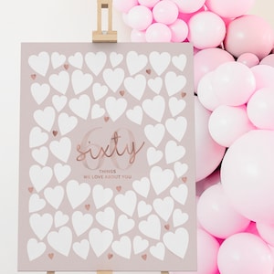 60 Geburtstag Dekorationen für Frauen Rose Gold Rosa Party Dekor Zeichen Vorlage 60 Gründe Printable