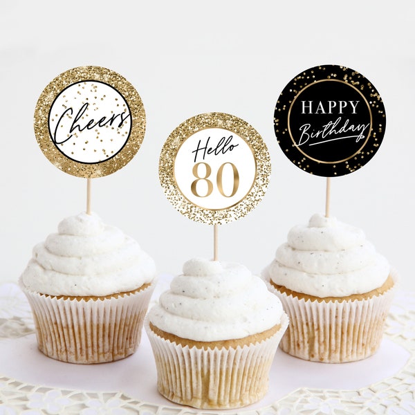 80th Birthday Cupcake Toppers - Etsy