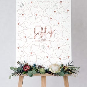Rose Gold 50 Things We Love About You Printable, Template Decoration Women 50th Birthday