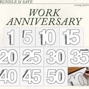 Paquete de aniversario laboral, tarjeta de aniversario laboral, tablero de mensajes alternativos, colegas para escribir mensajes celebrando largos años de servicio DIGITAL