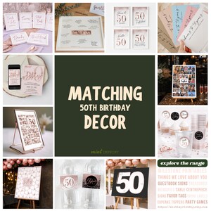 50. Geburtstags-Schild, Rosegold, Pink: 50 Dinge, die wir an dir lieben Gäste-Pinnwand (printable) Bild 7