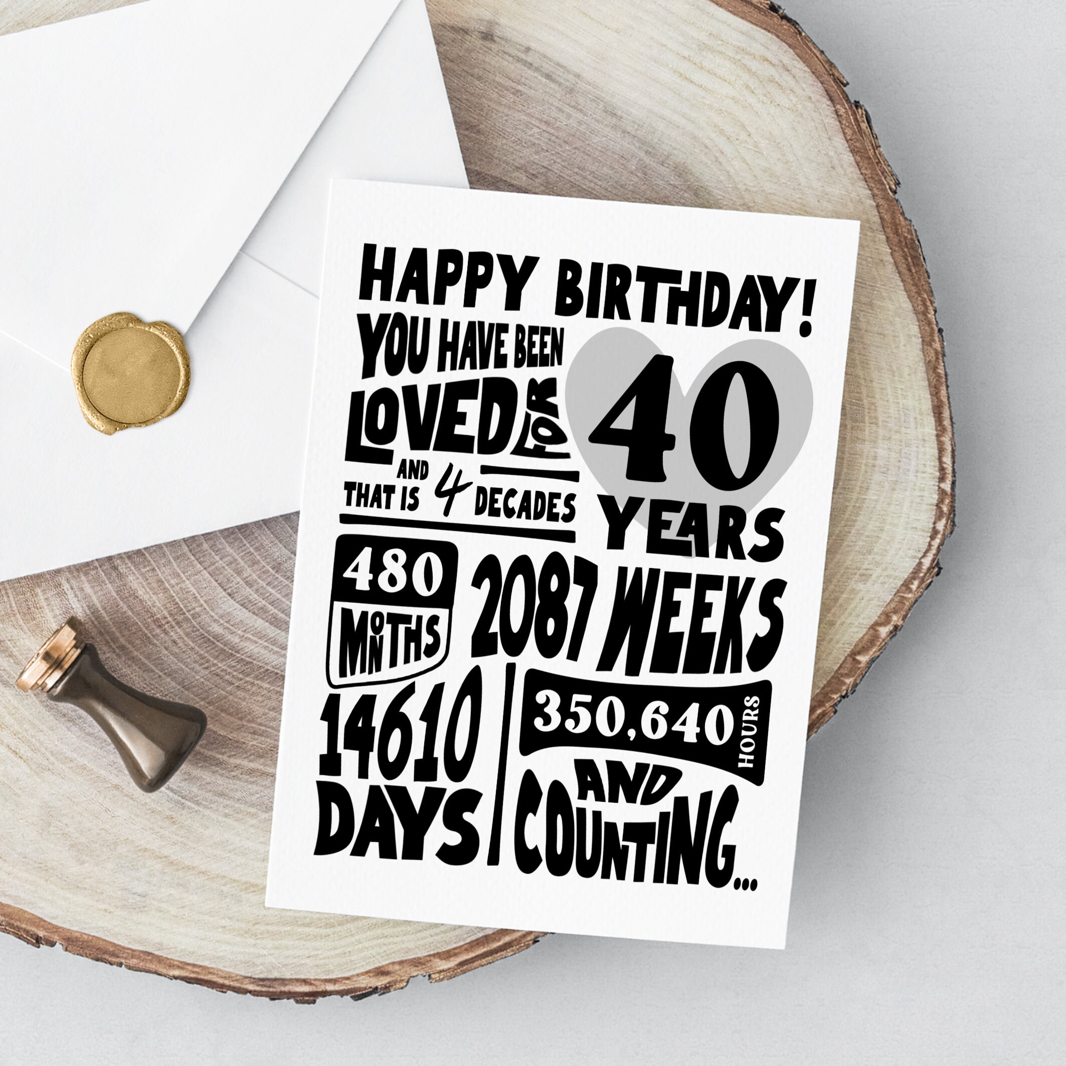 Tarjeta De Cumpleaños 40 Años - 'Uno Para El Camino' Para Él - 15x15 Cm Con Sobre