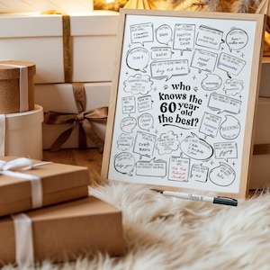 Fun 60th Birthday Party Game Trivia | Who Knows The 60 Year Old Best (Printable Download)