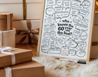 Spaß 60er Geburtstag Party Spiel Trivia | Wer kennt die 60-jährige Beste (Printable Download)