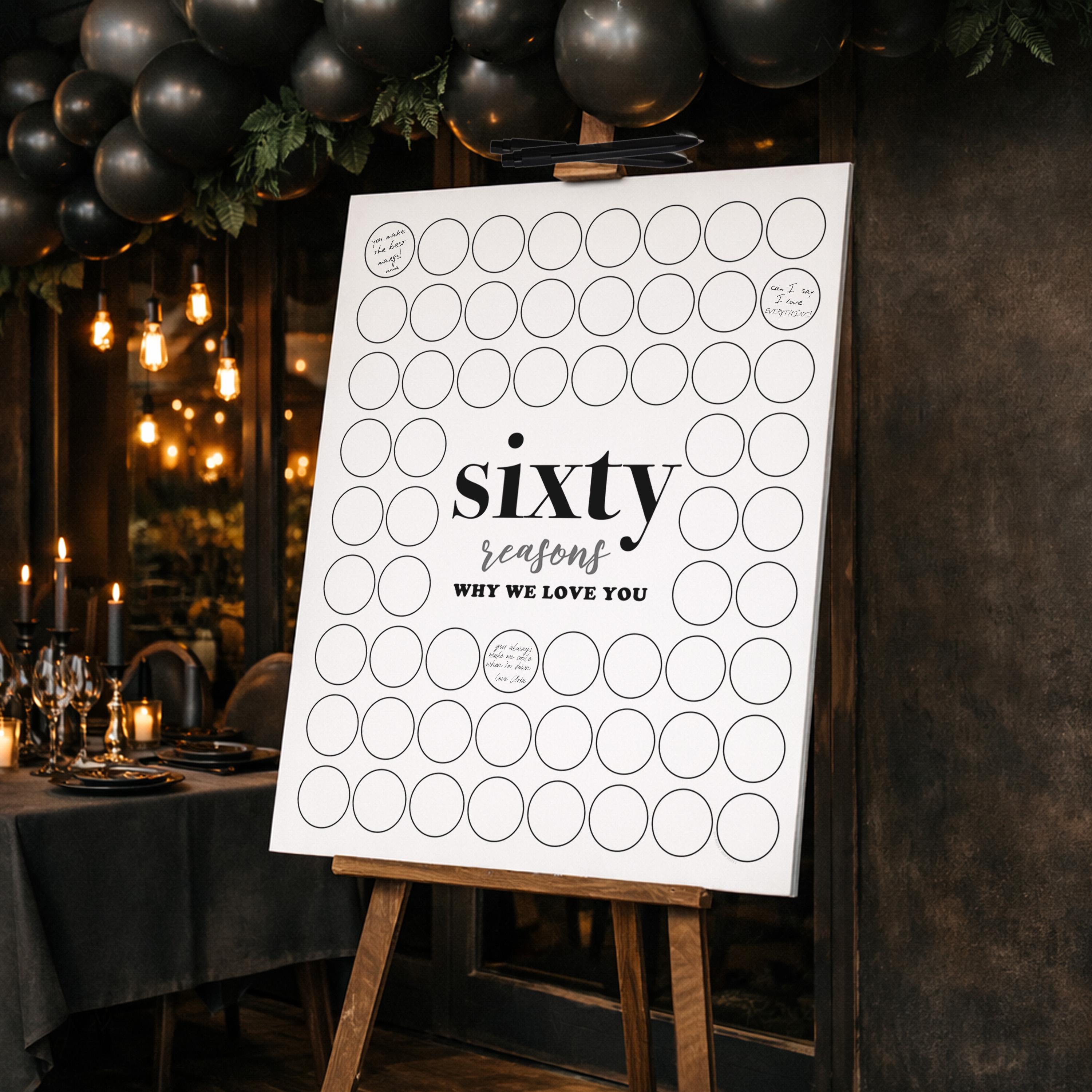 Sixty Reasons Why We Love You Printable, Modern Minimalist Circles ...