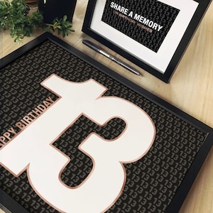 Rose Gold 13th Birthday Party Guest Book Alternative, Share A Memory Sign In, Number Shape 13 Happy Birthday Printable Decorations
