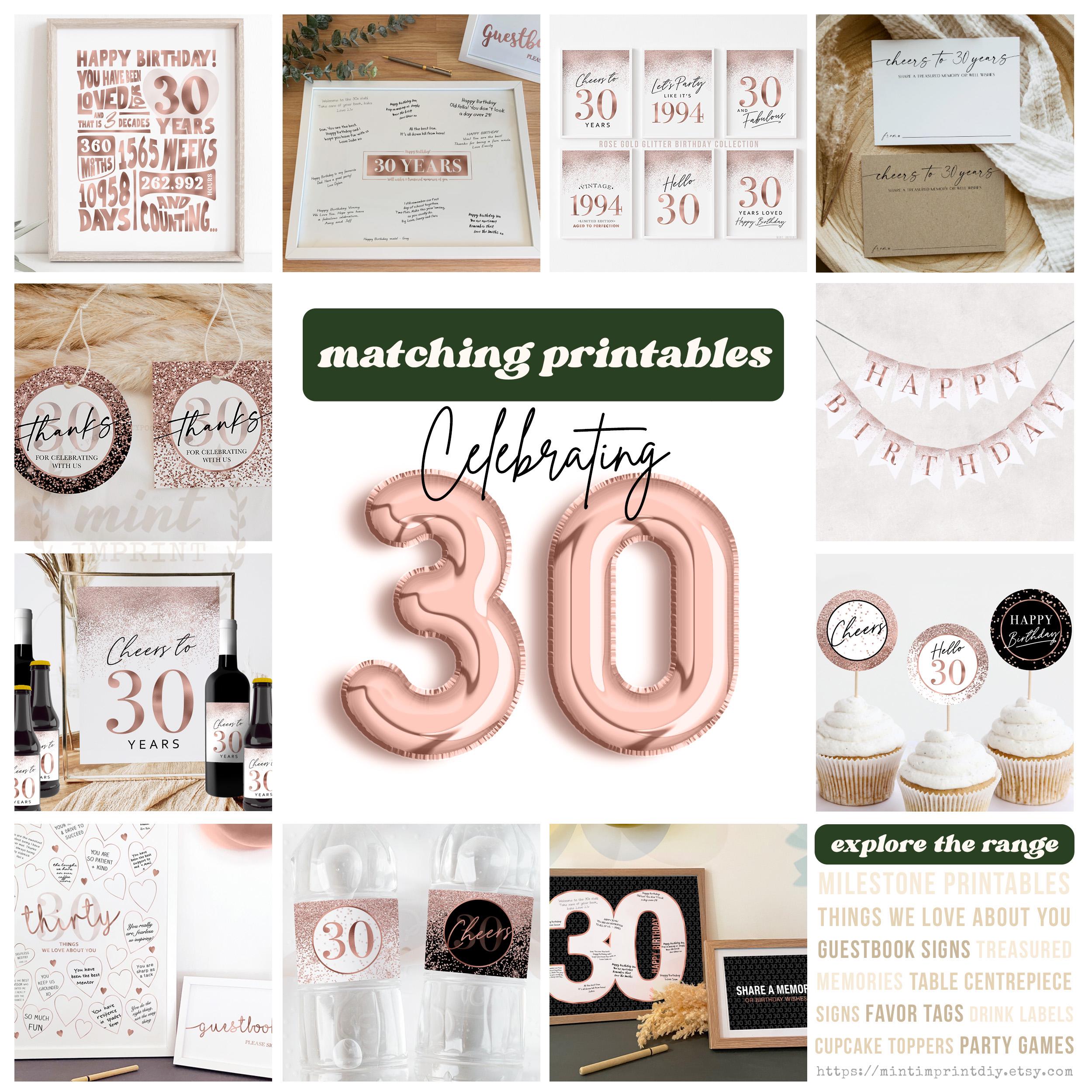 Décoration D'anniversaire 30 Ans Pour Femmes,or Rose à Paillettes