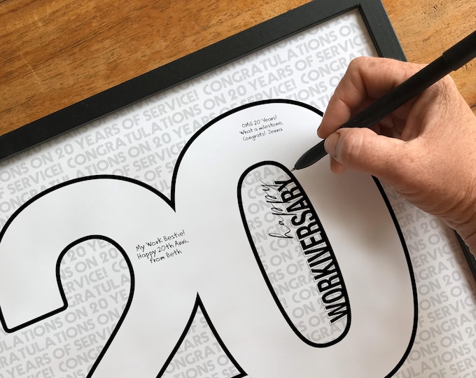 20th Work Anniversary Card Alternative | Employee Co-Worker Boss Celebrating 20 Years Service | Corporate 20th Workiversary | Digital