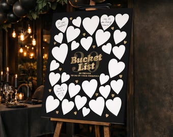 30th Birthday Bucket List Poster, Black Gold Thirty Things To Do Game (Digital Download)