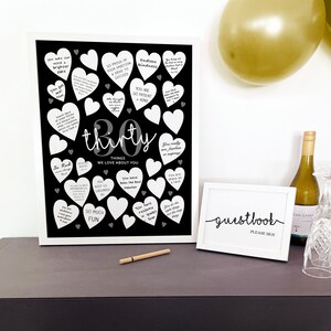 Regalo de 30 cumpleaños, 30 cosas que amamos de ti, plantilla imprimible, decoración, marco de bienvenida para el 30 cumpleaños de un hombre, póster de treinta razones