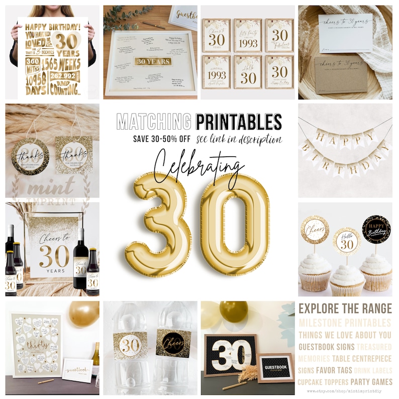 Bucket List 30th, 30 Things To Do In Your Thirties Printable Beige Template Fill In Birthday Sign, Fun Guestbook Alternative 30 Things by 30 image 6
