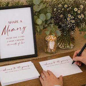 Tarjetas de recuerdo del 40.º aniversario, libro de visitas alternativo en color rojo rubí (descarga digital)