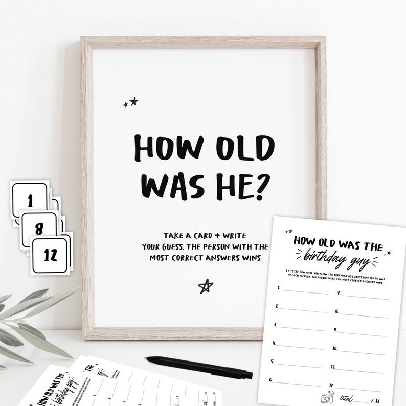 Men's Birthday Guessing Game, How Old Was He in the Photos, Printable ...