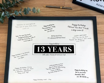 13th Birthday Guest Book Alternative, Printable Message Poster, Signature Board, Birthday Wishes Sign, 13 Years of Memories Party Decoration